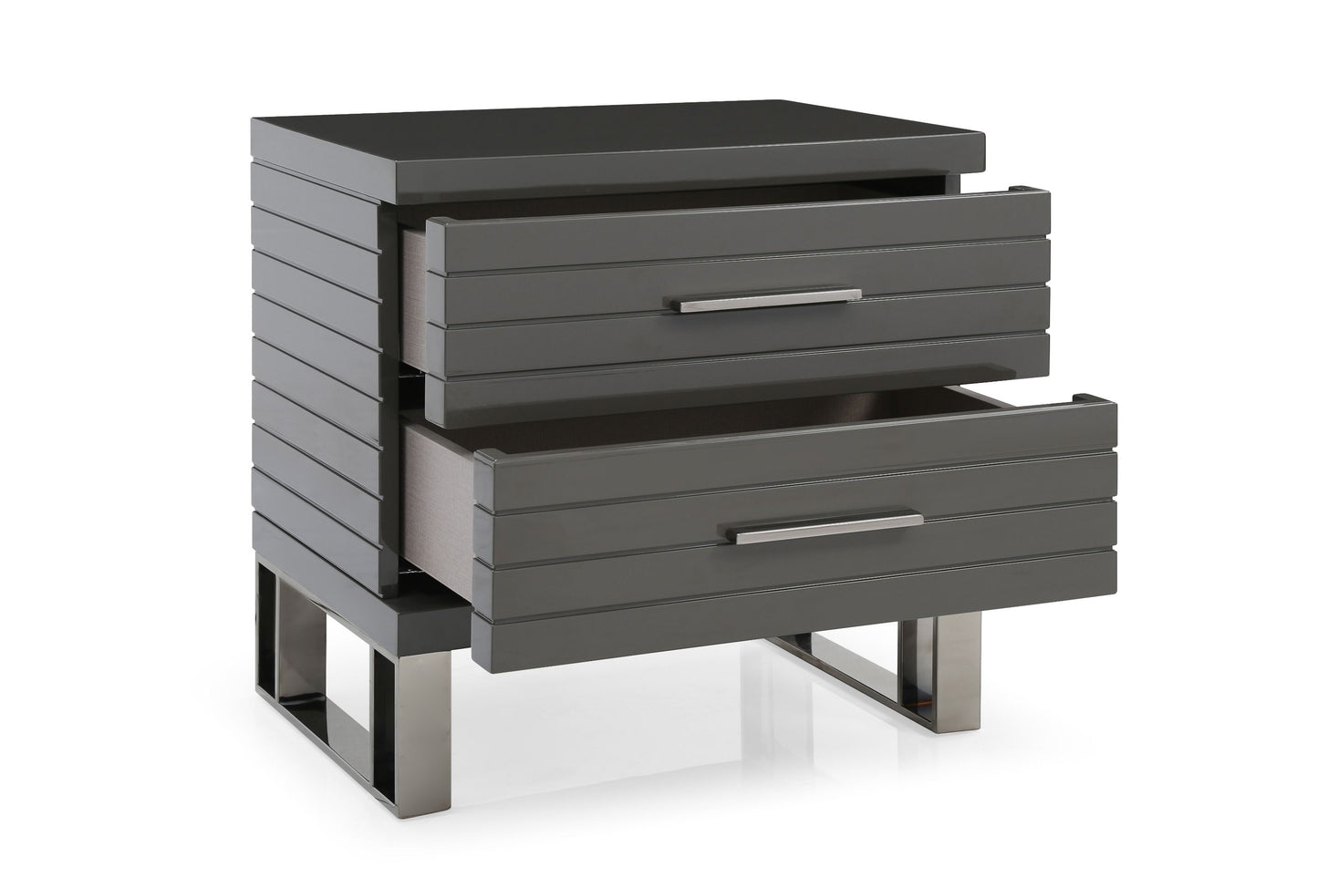 Modrest Splendor - Silver & Grey Velvet Upholstered Platform Bed Set
