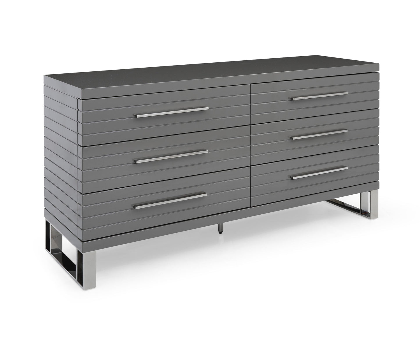 Modrest Splendor - Silver & Grey Velvet Upholstered Platform Bed Set