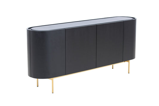 Modrest Bowie Buffet β Mid-Century Modern Black Oak with Elegant Brass Accents