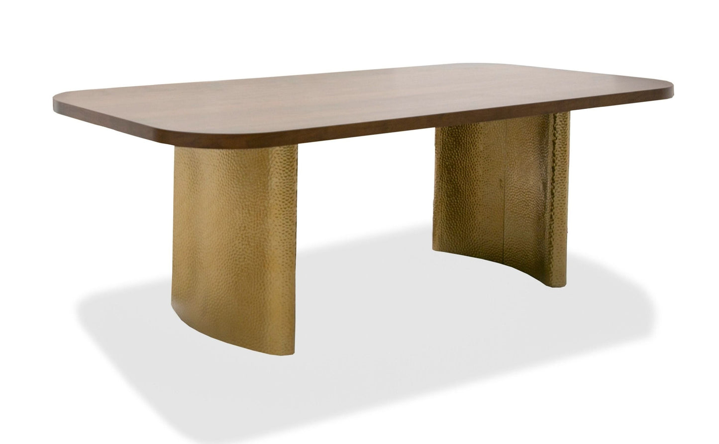 Modrest Marjorie Modern Walnut and Brushed Gold Rectangular Dining Table for Elegant and Contemporary Dining Spaces