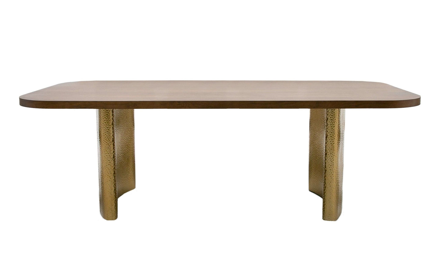 Modrest Marjorie Modern Walnut and Brushed Gold Rectangular Dining Table for Elegant and Contemporary Dining Spaces