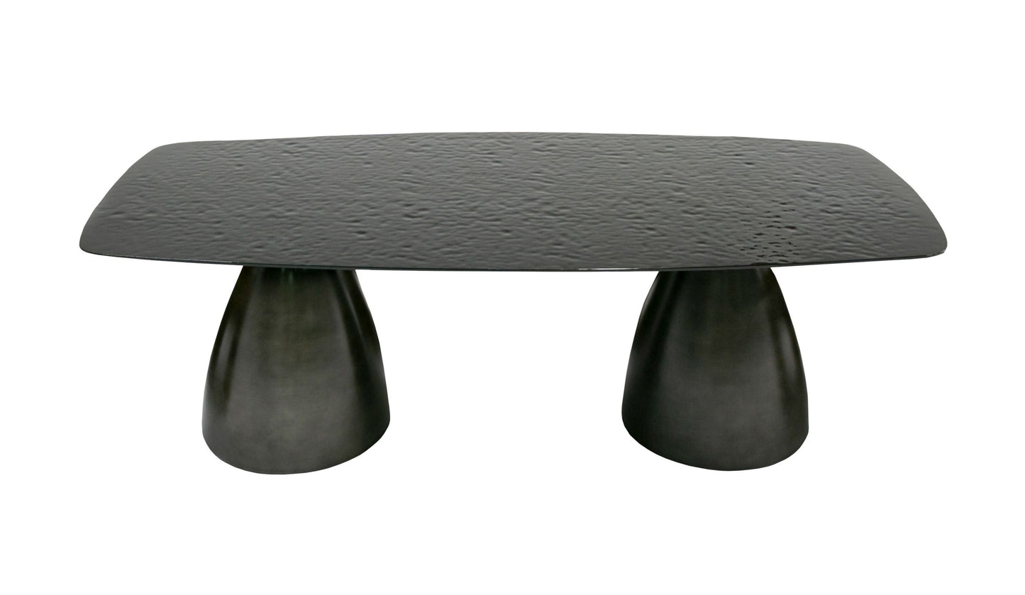 Modrest Calexico Contemporary Black Wave Glass Wide Rectangular Dining Table for Modern Dining Rooms