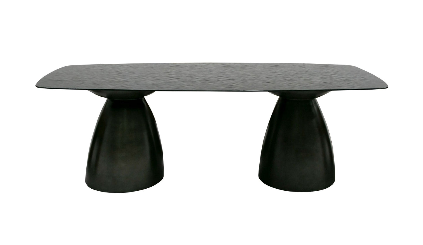 Modrest Calexico Contemporary Black Wave Glass Wide Rectangular Dining Table for Modern Dining Rooms