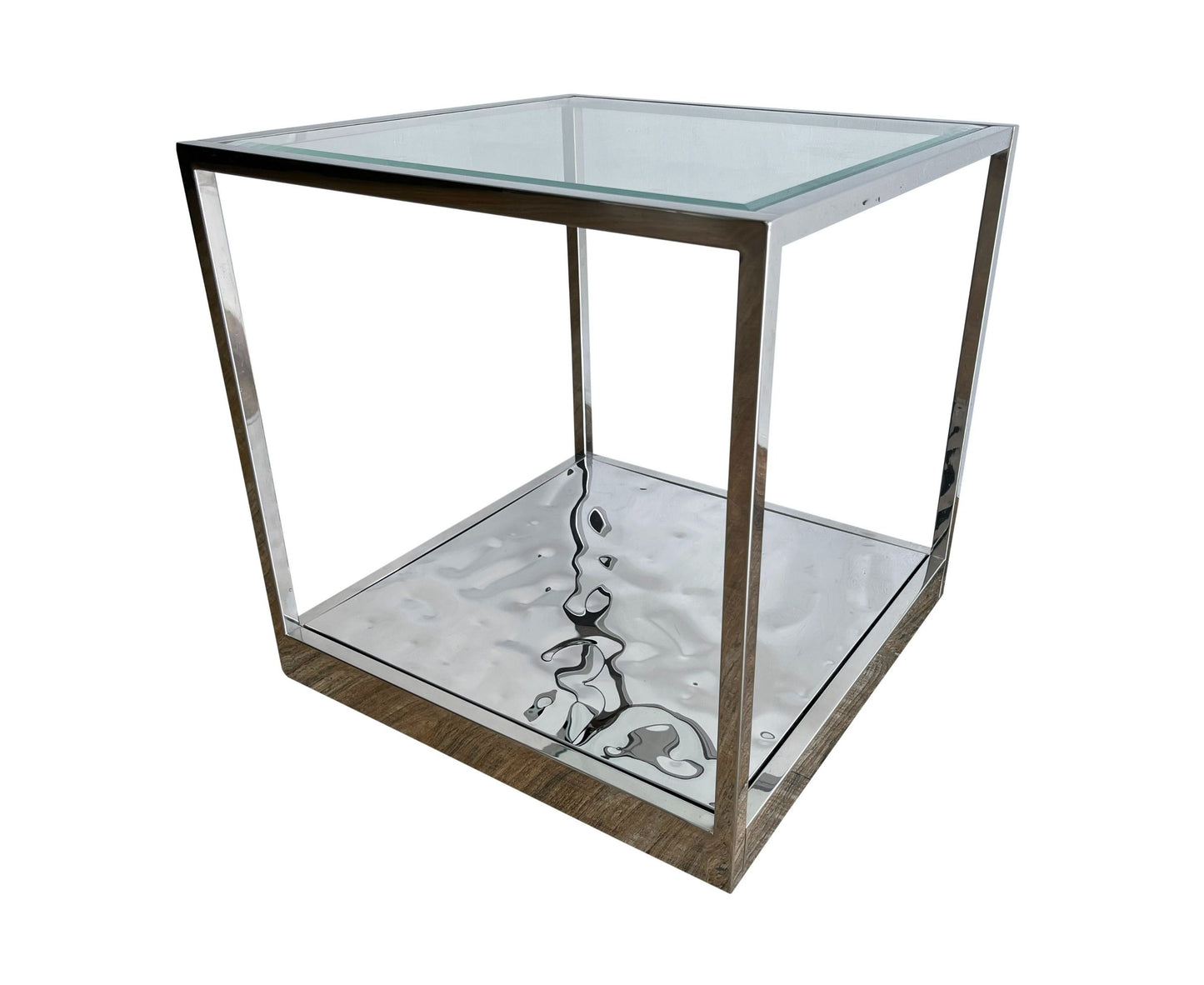 Modrest Braxton - Contemporary Clear Wave Glass End Table