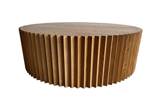 Modrest Espana Modern Walnut Round Coffee Table for Elegant and Functional Living Room Spaces