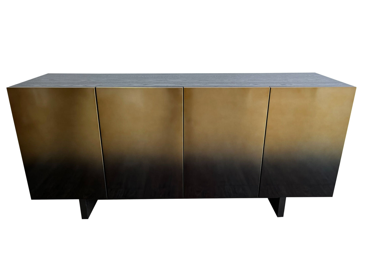 Modrest Elmira Glam Black Ash and Gradient Stainless Steel Buffet for Elegant and Modern Dining Room Storage