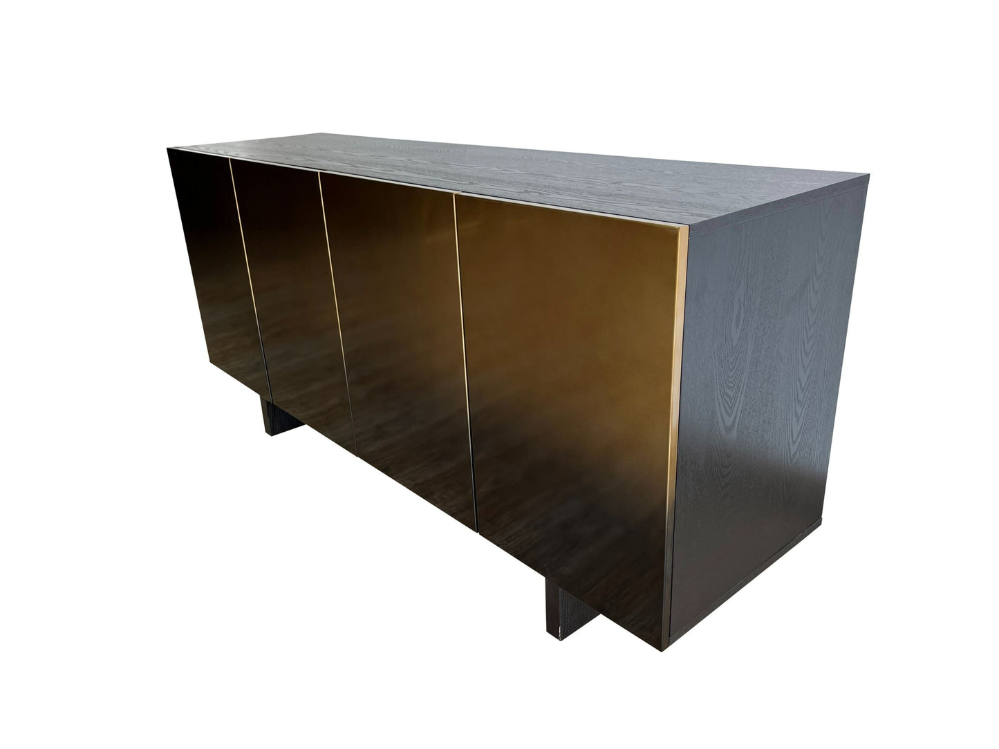 Modrest Elmira Glam Black Ash and Gradient Stainless Steel Buffet for Elegant and Modern Dining Room Storage