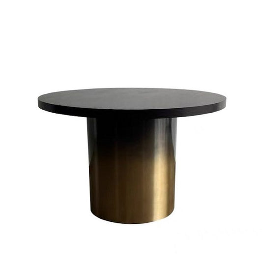 Modrest Elmira Glam Black Ash and Gradient Stainless Steel Round Dining Table for Sophisticated and Contemporary Dining Spaces