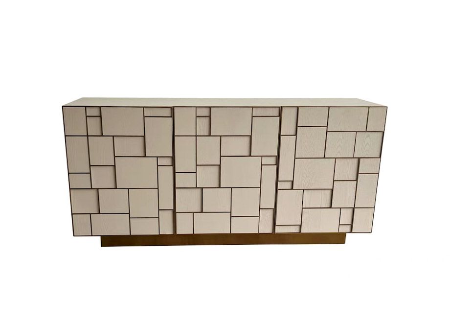 Modrest Auer Mid-Century Modern Cream Ash and Gold Buffet for Elegant and Stylish Dining Room Storage