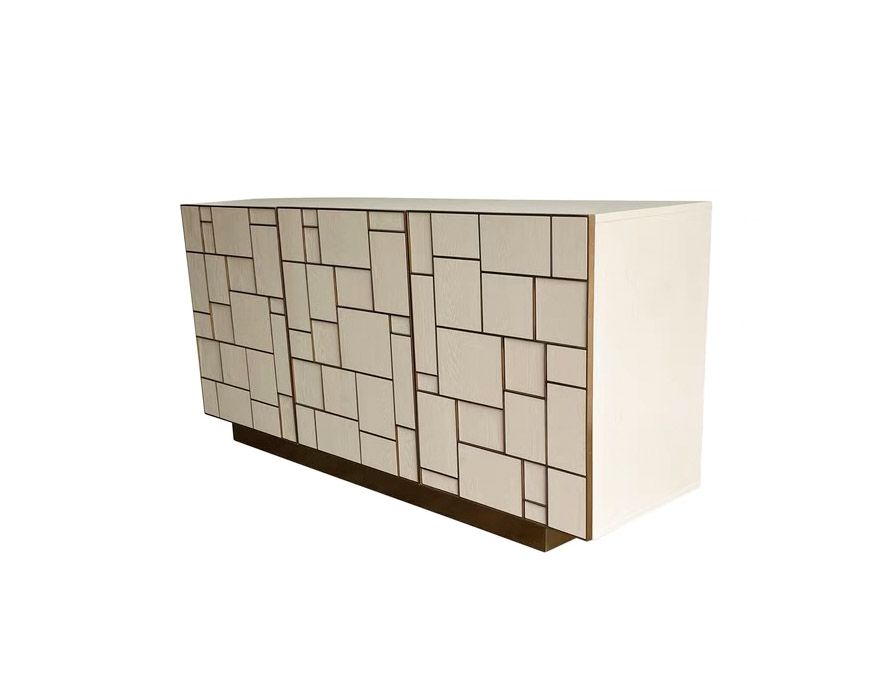 Modrest Auer Mid-Century Modern Cream Ash and Gold Buffet for Elegant and Stylish Dining Room Storage