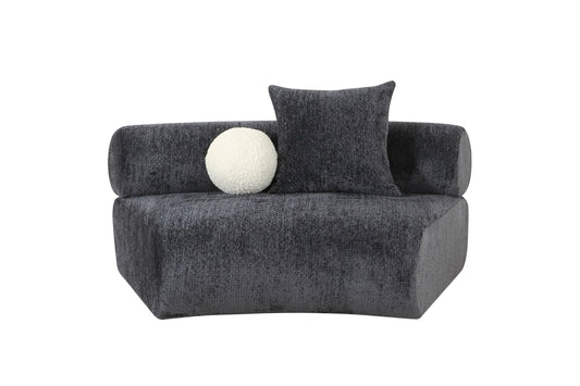 Divani Casa Simpson - Contemporary Dark Grey Fabric Curved Modular Armless Seat with Throw Pillows