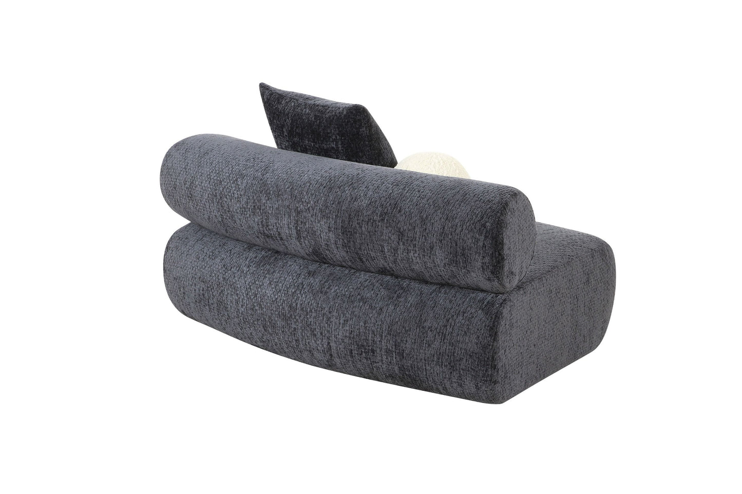 Divani Casa Simpson Contemporary Dark Grey Fabric Curved Modular Armless Seat with Throw Pillows for Modern Living Spaces