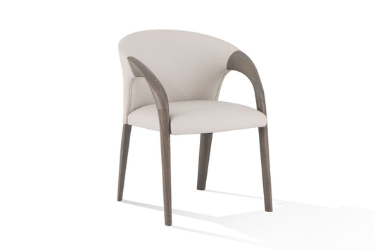 Modrest Wynetta Mid-Century Modern Grey Vegan Leather & Grey Ash Dining Chair - Stylish and Sustainable Dining Seating
