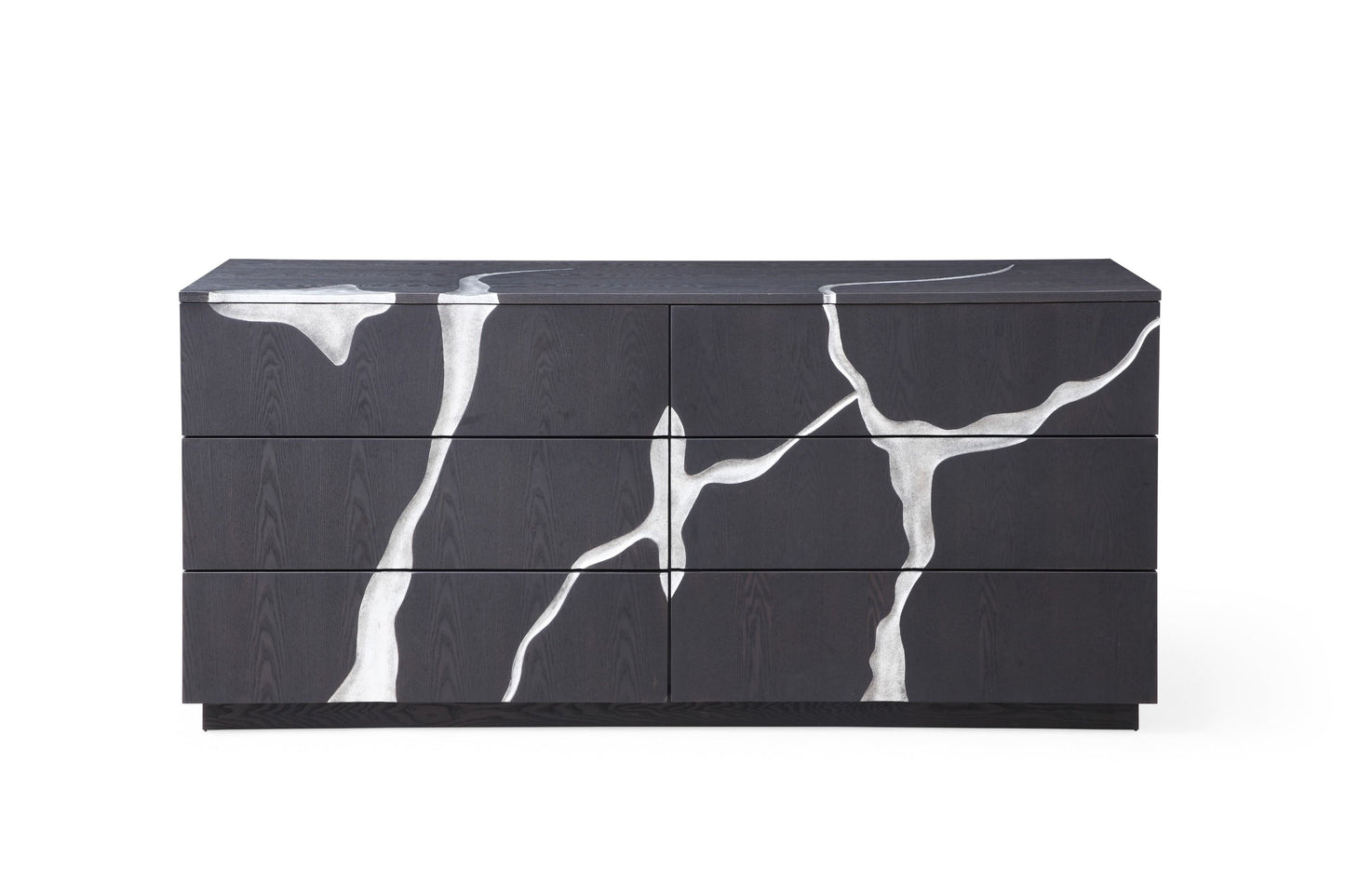 Modrest Aspen Modern Matte Brown Ash & Silver Dresser - Sleek Contemporary Bedroom Storage