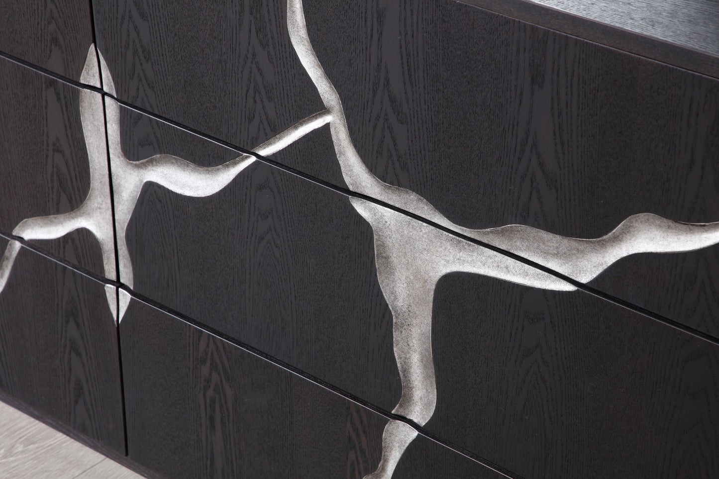 Modrest Aspen Modern Matte Brown Ash & Silver Dresser - Sleek Contemporary Bedroom Storage
