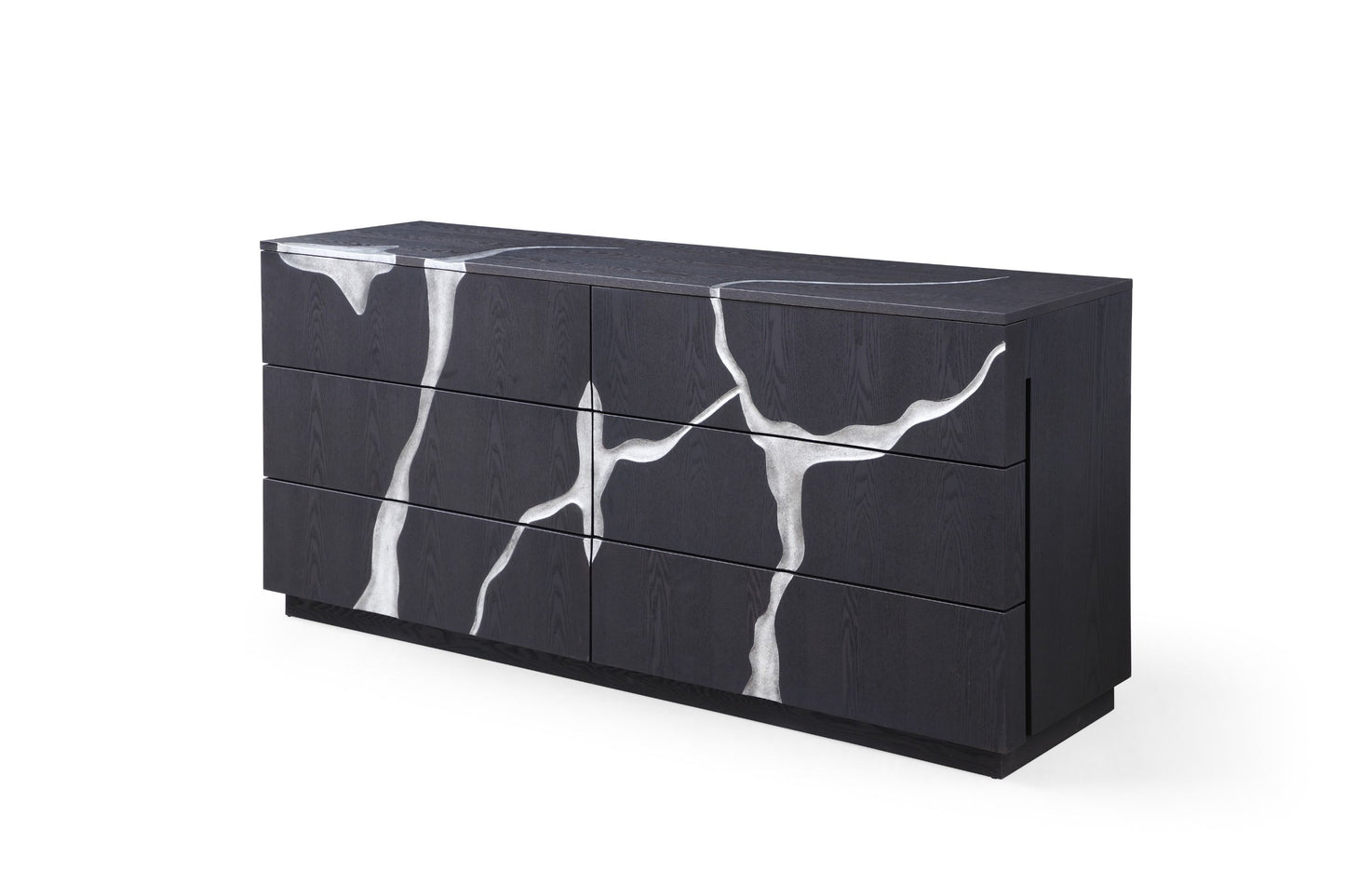 Modrest Aspen Modern Matte Brown Ash & Silver Dresser - Sleek Contemporary Bedroom Storage