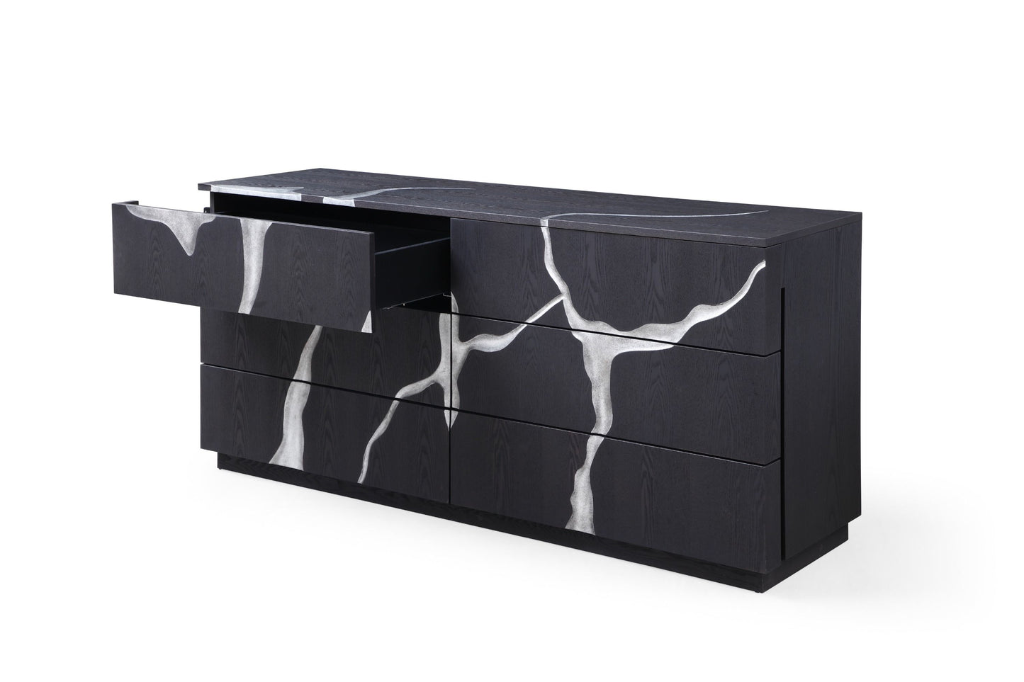 Modrest Aspen Modern Matte Brown Ash & Silver Dresser - Sleek Contemporary Bedroom Storage