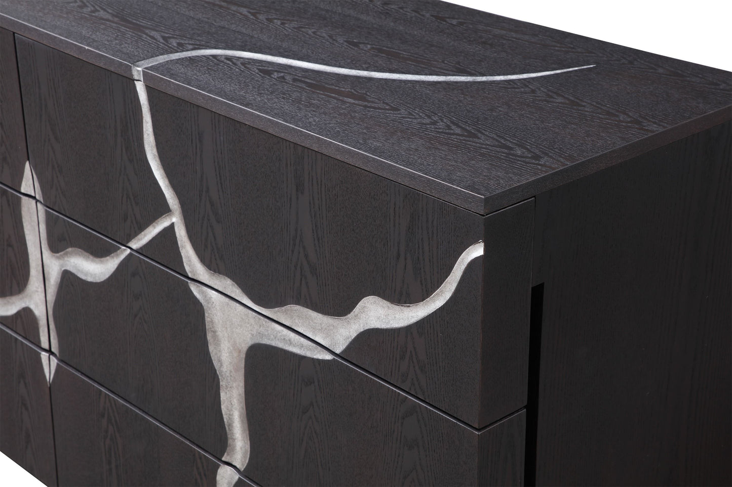 Modrest Aspen Modern Matte Brown Ash & Silver Dresser - Sleek Contemporary Bedroom Storage