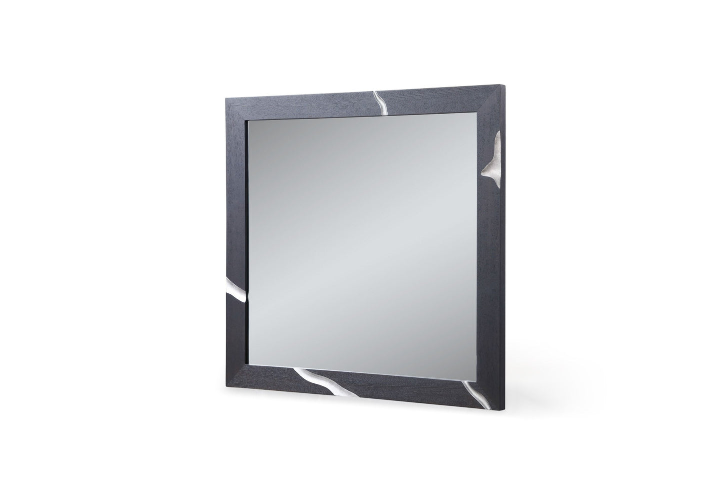 Modrest Aspen Modern Matte Brown Ash & Silver Mirror - Elegant and Contemporary Wall Accent for Your Space