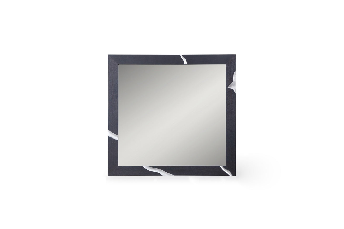 Modrest Aspen Modern Matte Brown Ash & Silver Mirror - Elegant and Contemporary Wall Accent for Your Space