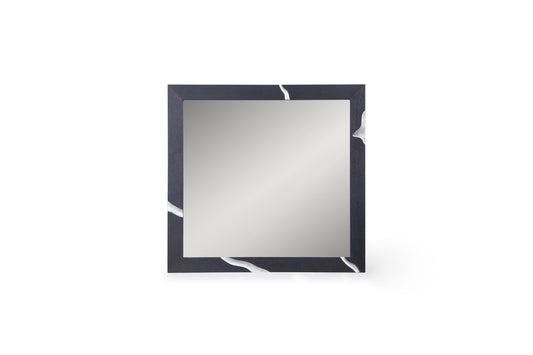 Modrest Aspen Modern Matte Brown Ash & Silver Mirror - Elegant and Contemporary Wall Accent for Your Space