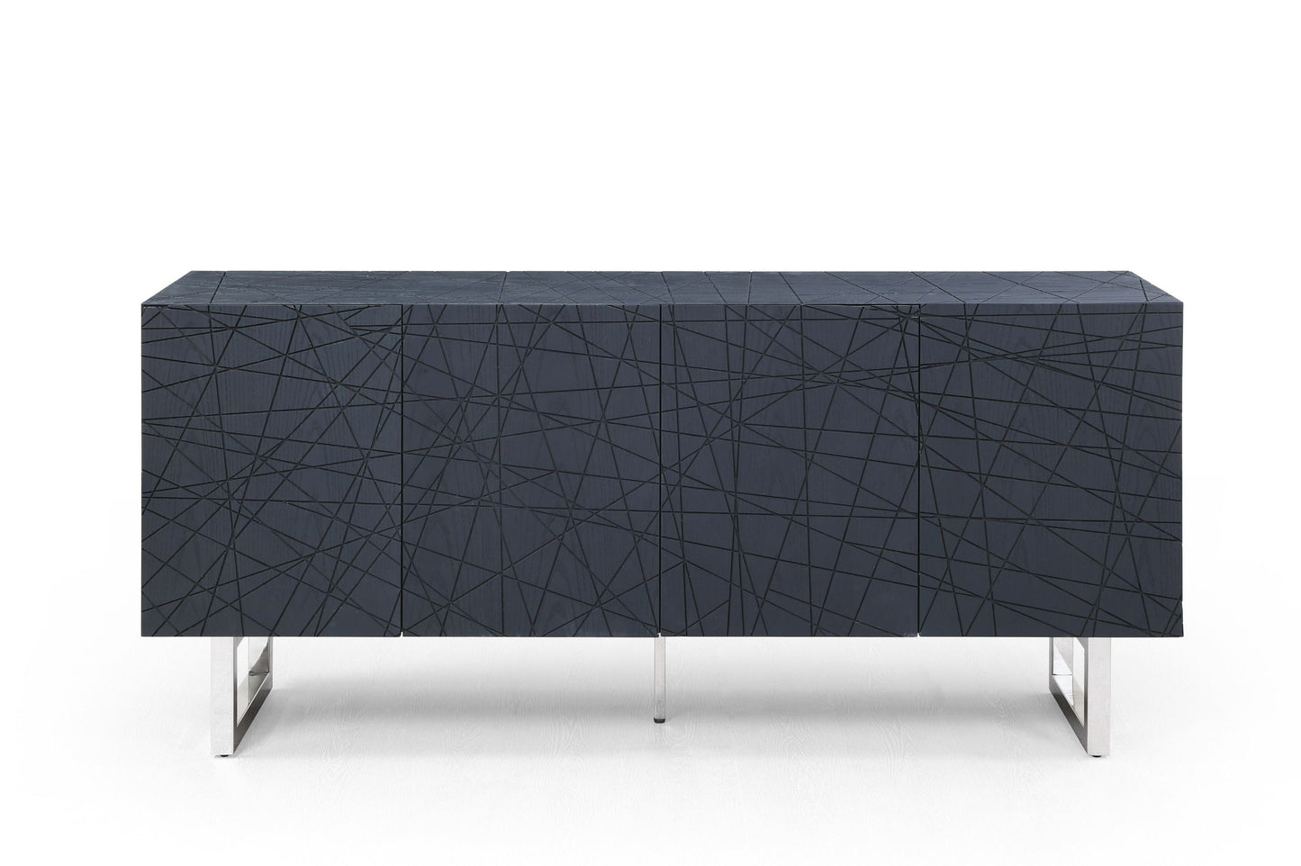 Modrest Kenda - Modern Black Ash + Stainless Steel Buffet for Contemporary Sophistication and Sleek Design