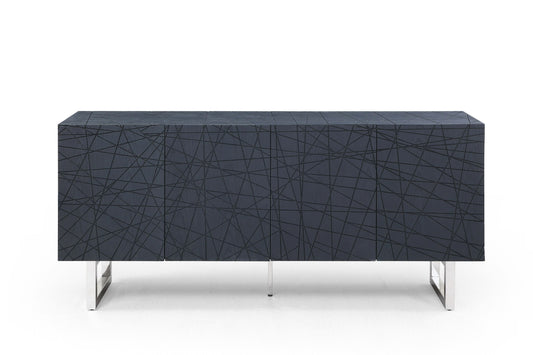 Modrest Kenda - Modern Black Ash + Stainless Steel Buffet for Contemporary Sophistication and Sleek Design