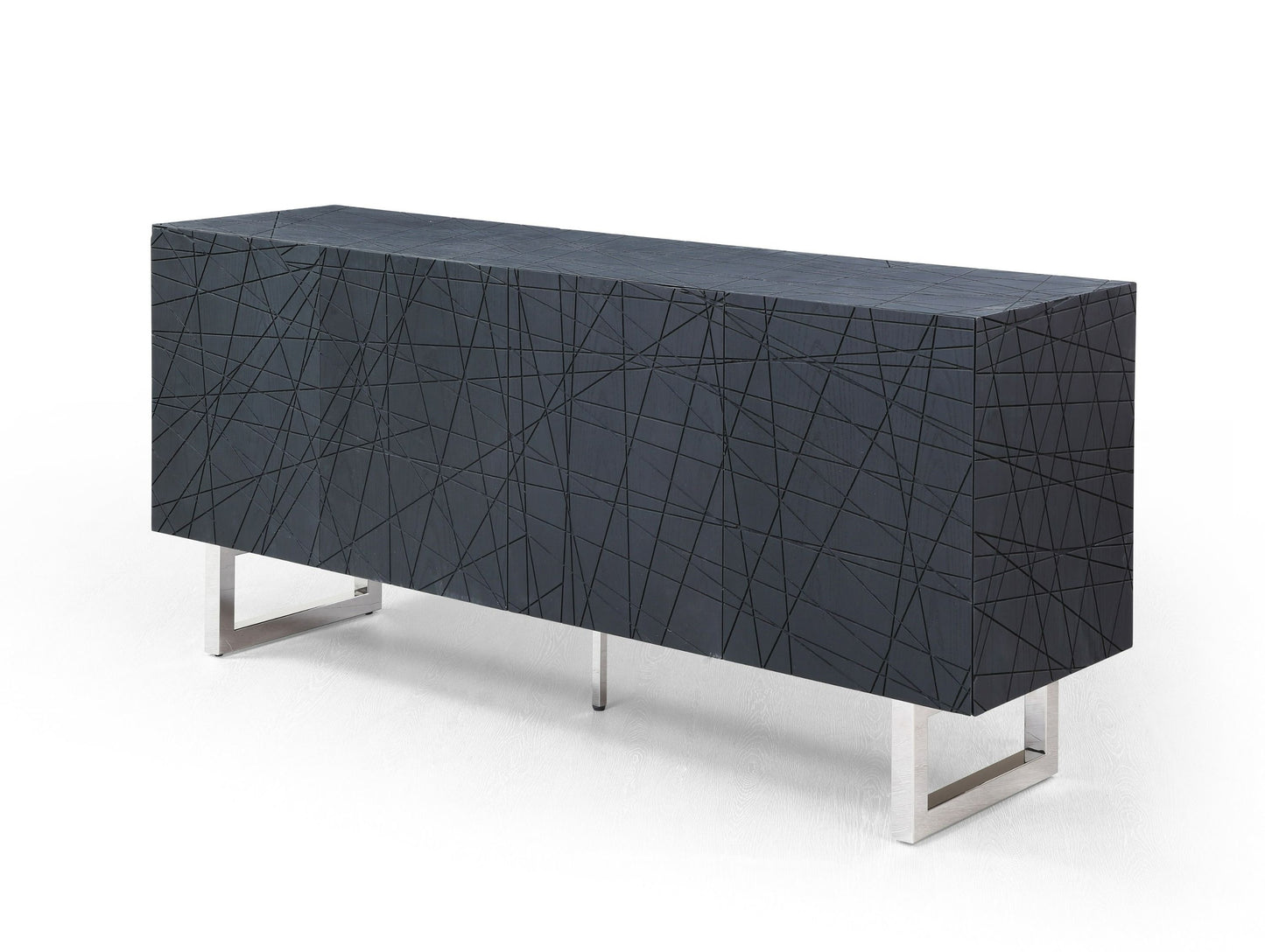 Modrest Kenda - Modern Black Ash + Stainless Steel Buffet for Contemporary Sophistication and Sleek Design