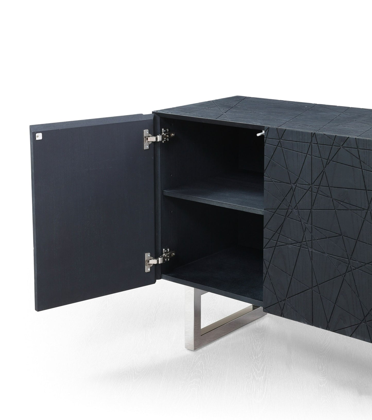 Modrest Kenda - Modern Black Ash + Stainless Steel Buffet for Contemporary Sophistication and Sleek Design