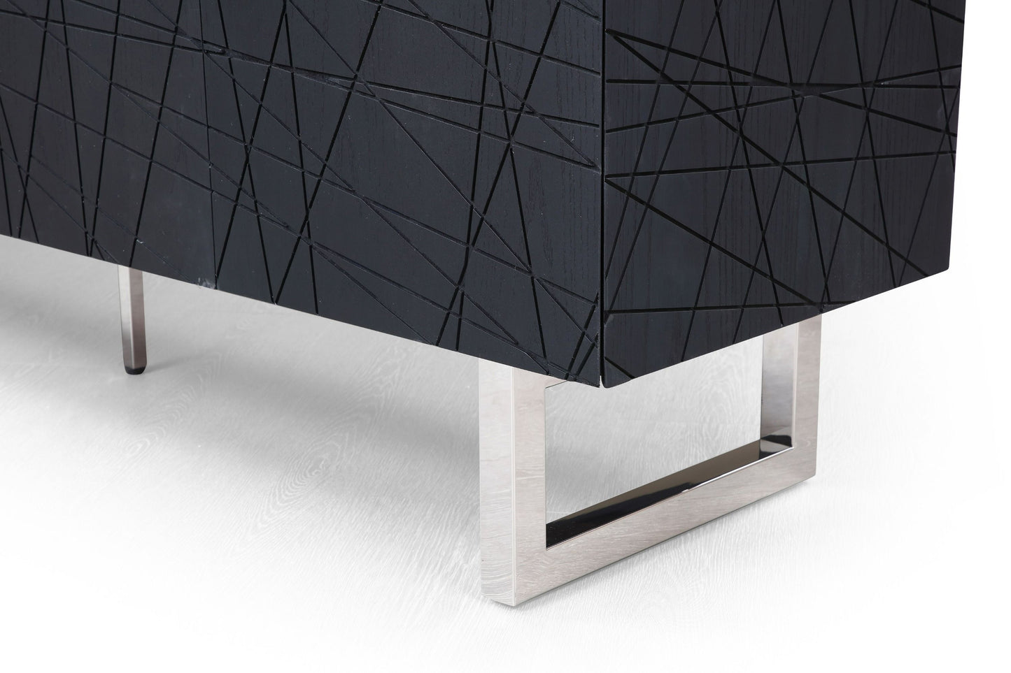 Modrest Kenda - Modern Black Ash + Stainless Steel Buffet for Contemporary Sophistication and Sleek Design