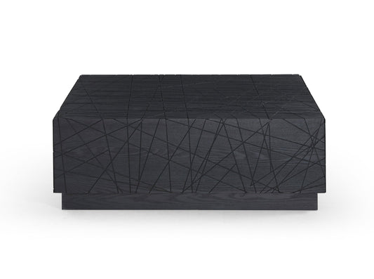 Modrest Kenda - Modern Black Oak Square Coffee Table With Storage for Functional Elegance and Contemporary Design