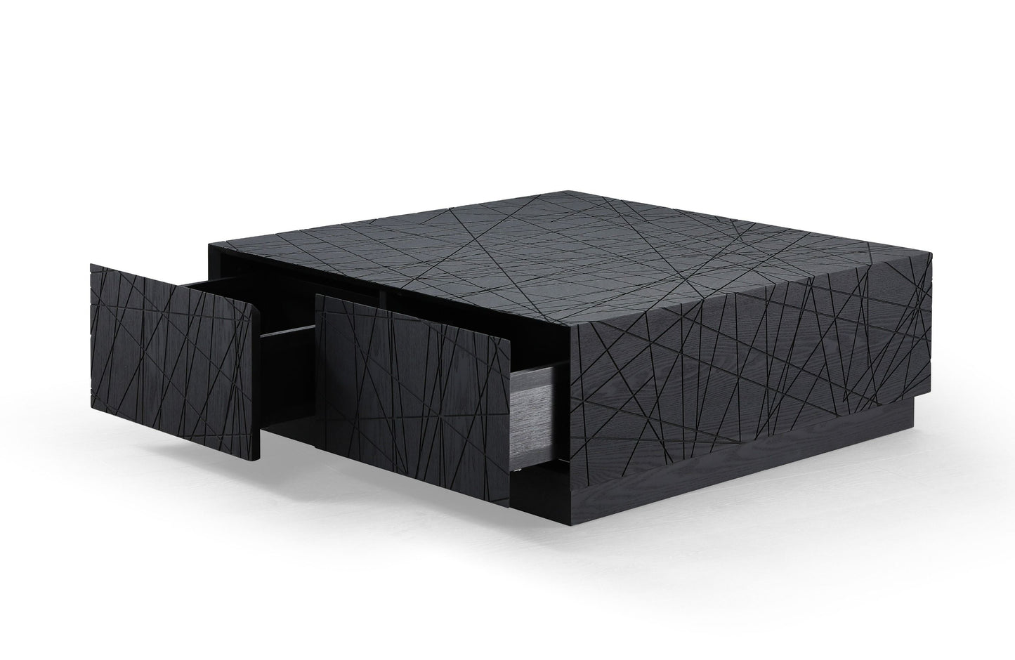Modrest Kenda - Modern Black Oak Square Coffee Table With Storage for Functional Elegance and Contemporary Design