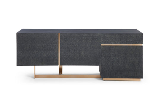 Modrest Tasha - Modern Black Ash + Brushed Gold Buffet for Sleek Elegance and Luxury Style