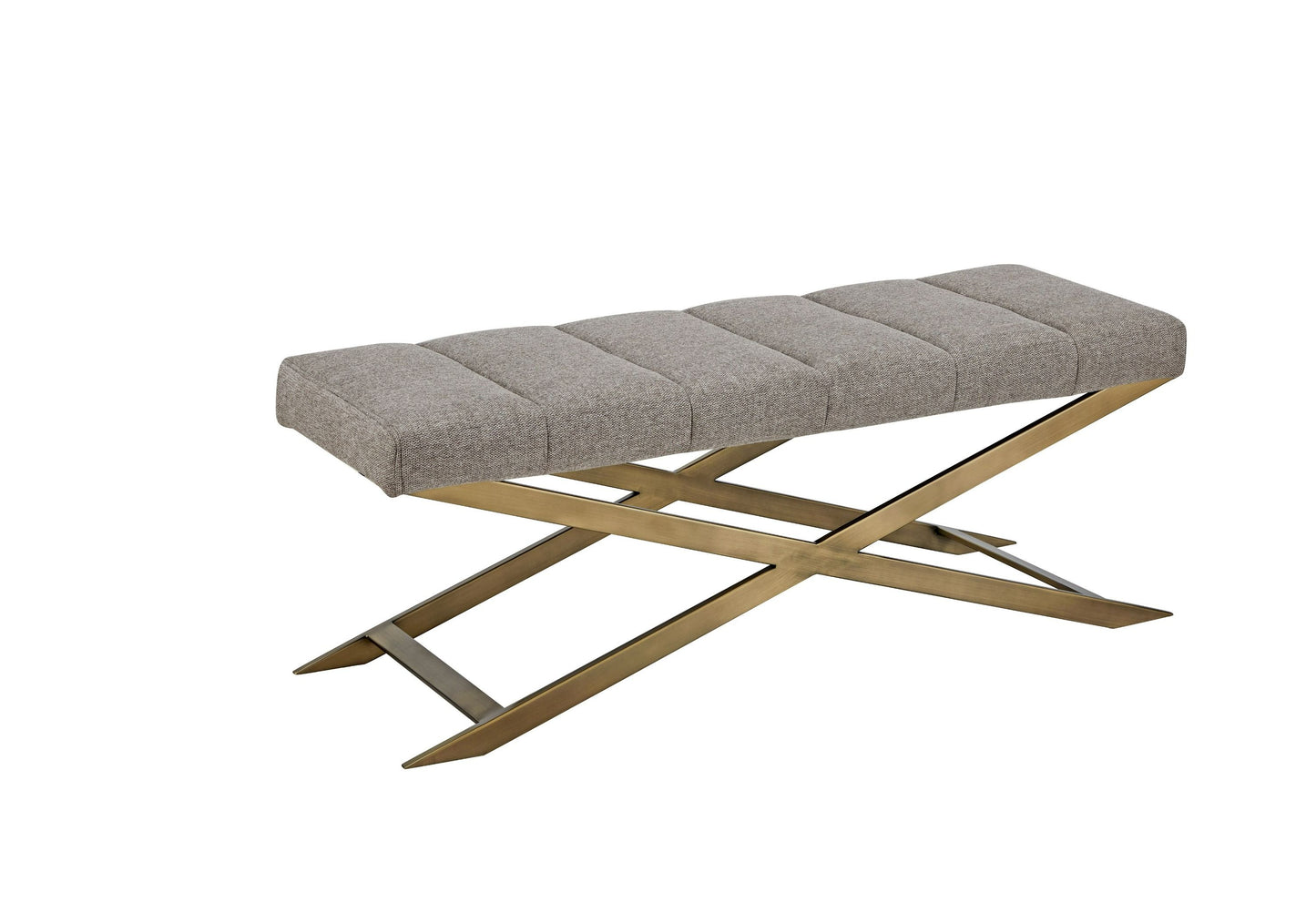 Modrest Xane - Contemporary Grey Fabric & Brushed Brass Bench