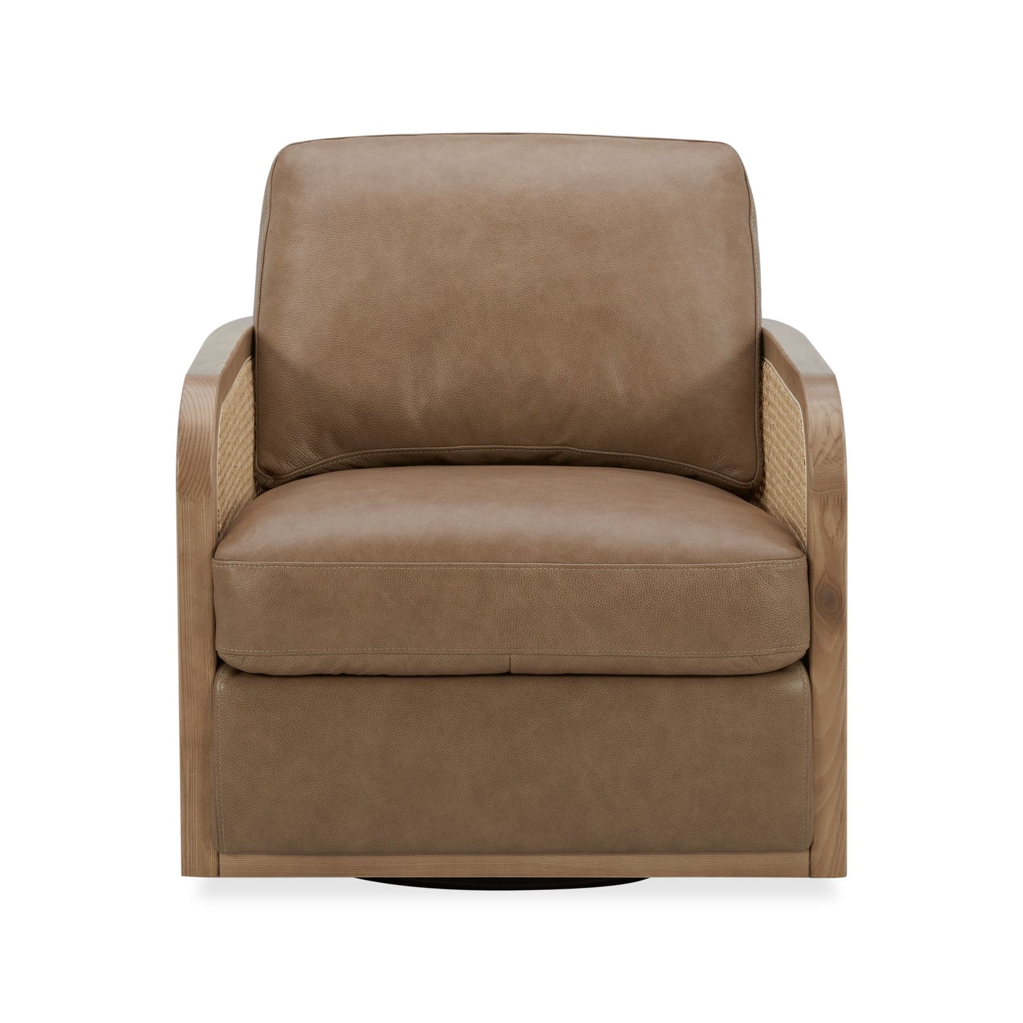 Divani Casa Danson Modern Tan Leather & Wicker Swivel Accent Chair - Stylish and Comfortable Seating for Your Home
