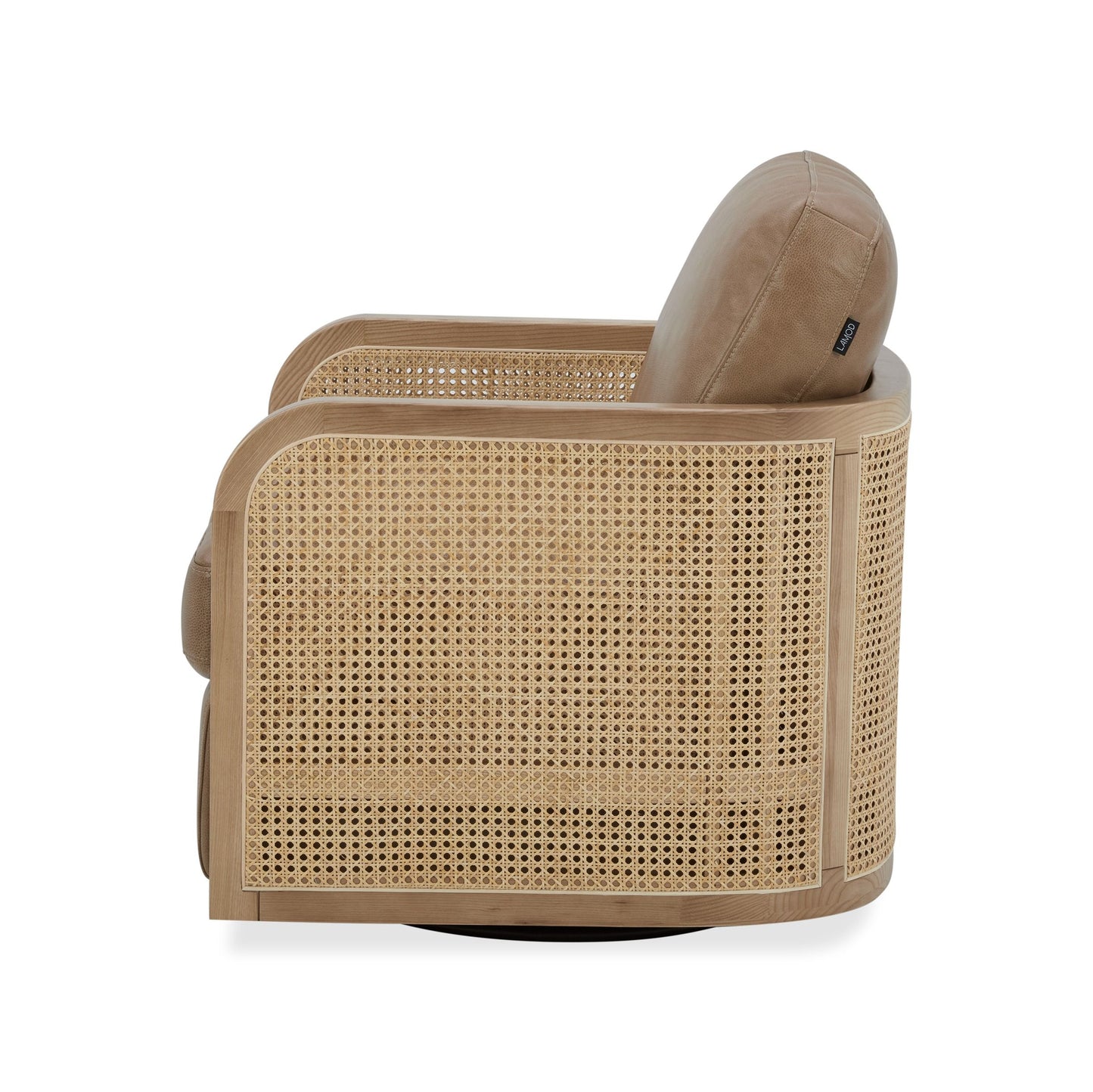Divani Casa Danson Modern Tan Leather & Wicker Swivel Accent Chair - Stylish and Comfortable Seating for Your Home