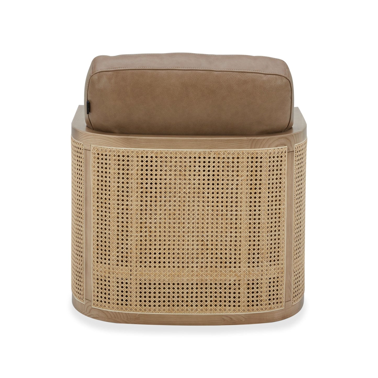 Divani Casa Danson Modern Tan Leather & Wicker Swivel Accent Chair - Stylish and Comfortable Seating for Your Home