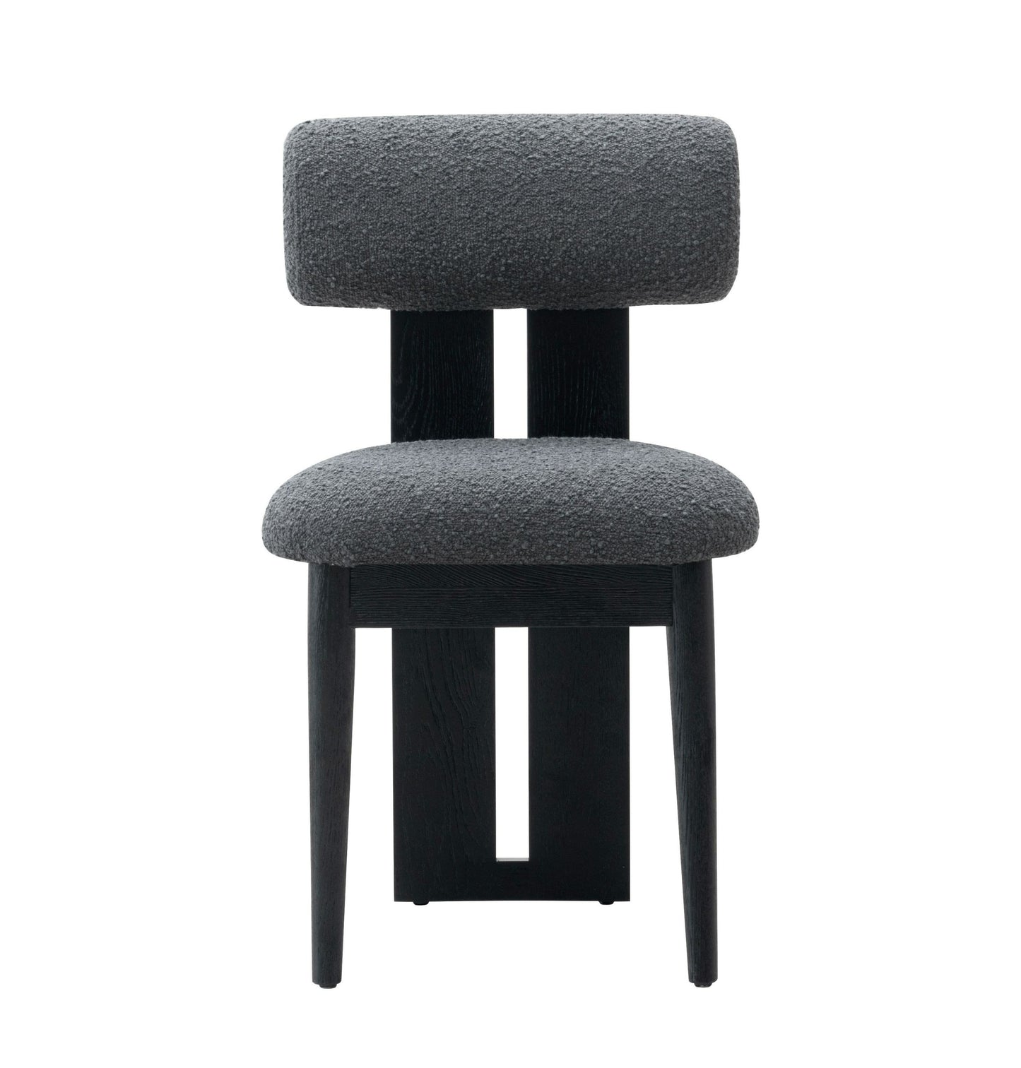 Skerrit Dining Chairs (Set of 2) β Modern Design Grey Fabric Upholstery with Black Oak Frame