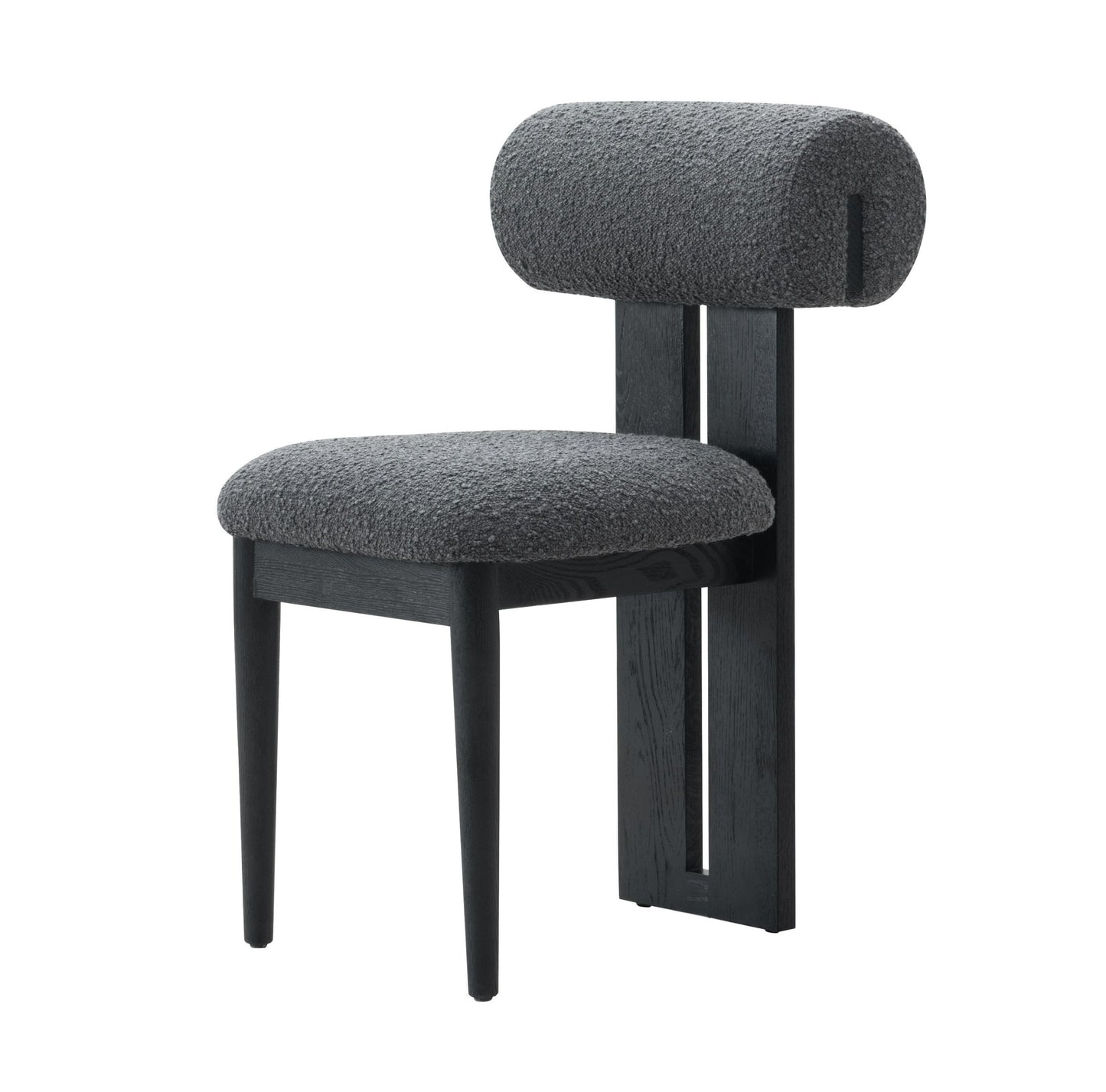 Skerrit Dining Chairs (Set of 2) β Modern Design Grey Fabric Upholstery with Black Oak Frame