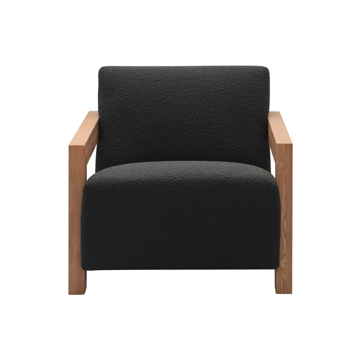 Modrest Rosen Modern Black Fabric and Natural Oak Accent Chair for a Stylish and Sophisticated Home Accent
