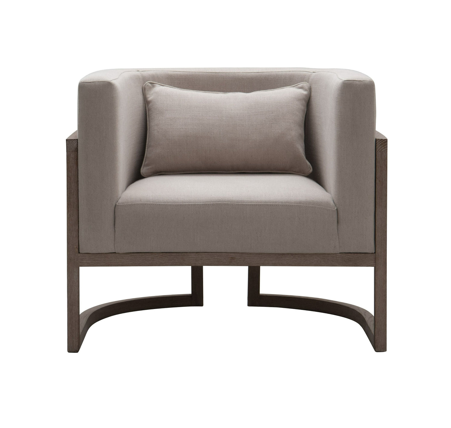 Modrest Haney Modern Grey Fabric, Grey Oak, and Rattan Accent Chair for a Stylish and Contemporary Home Accent