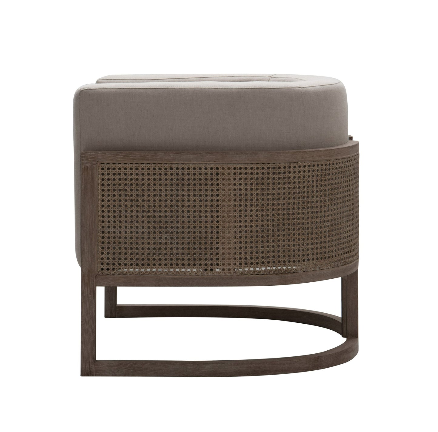 Modrest Haney Modern Grey Fabric, Grey Oak, and Rattan Accent Chair for a Stylish and Contemporary Home Accent