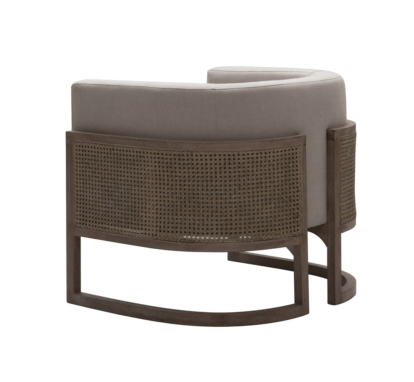 Modrest Haney Modern Grey Fabric, Grey Oak, and Rattan Accent Chair for a Stylish and Contemporary Home Accent