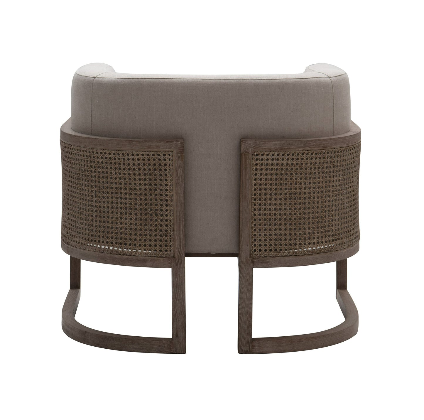 Modrest Haney Modern Grey Fabric, Grey Oak, and Rattan Accent Chair for a Stylish and Contemporary Home Accent