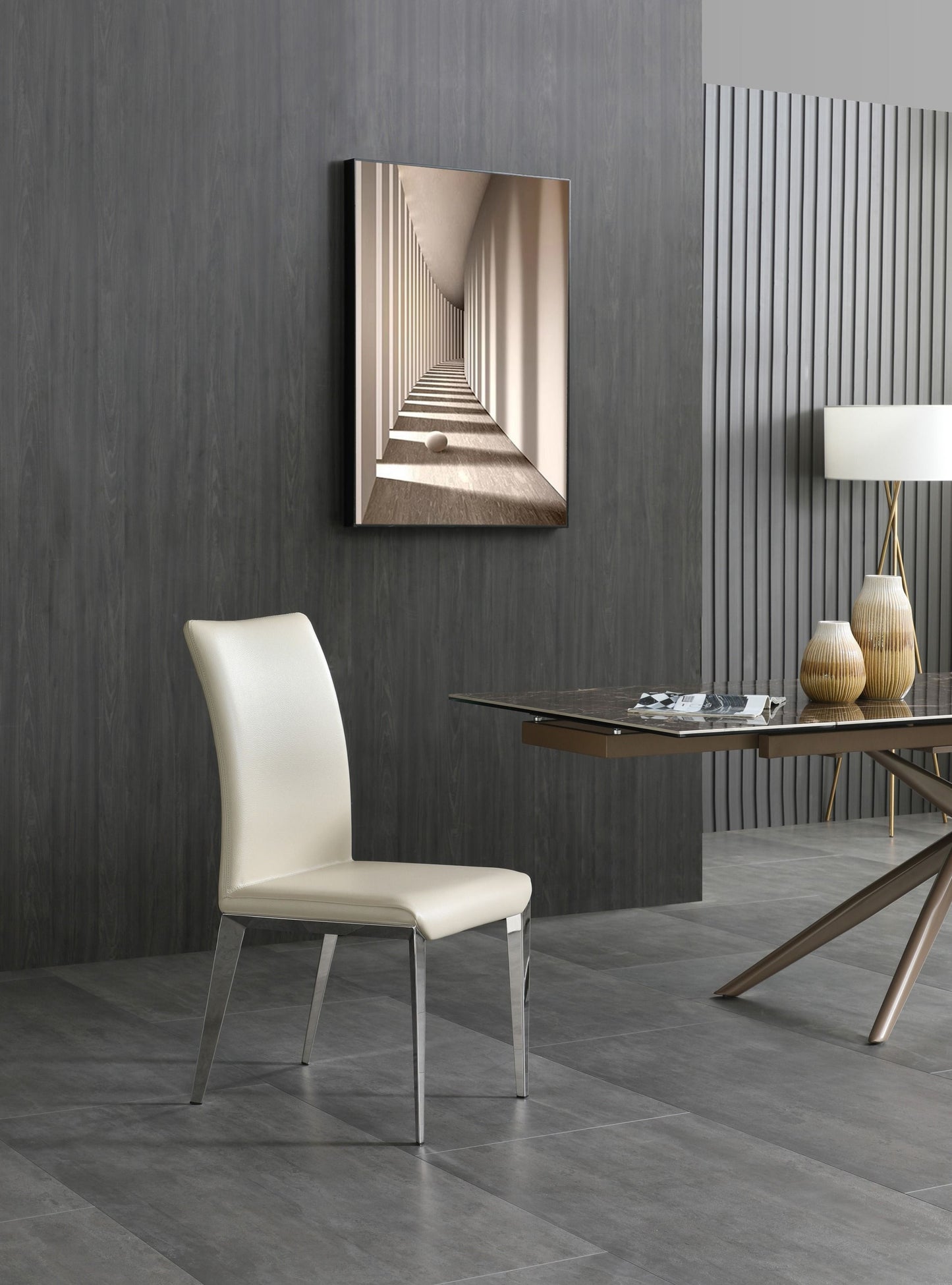 Taryn Modern Light Grey + Stainless Steel Dining Chair (Set of 2) β Sleek and Contemporary Seating for Modern Dining Spaces