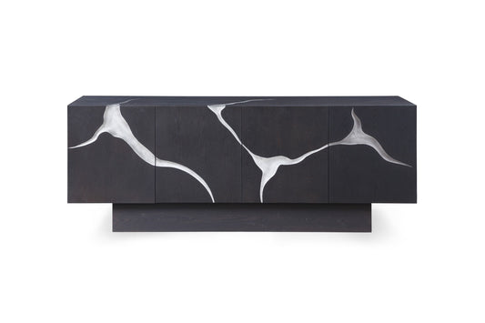 Modrest Impala Modern Matte Brown Ash & Silver Buffet - Sleek and Stylish Storage Solution for Your Dining Room