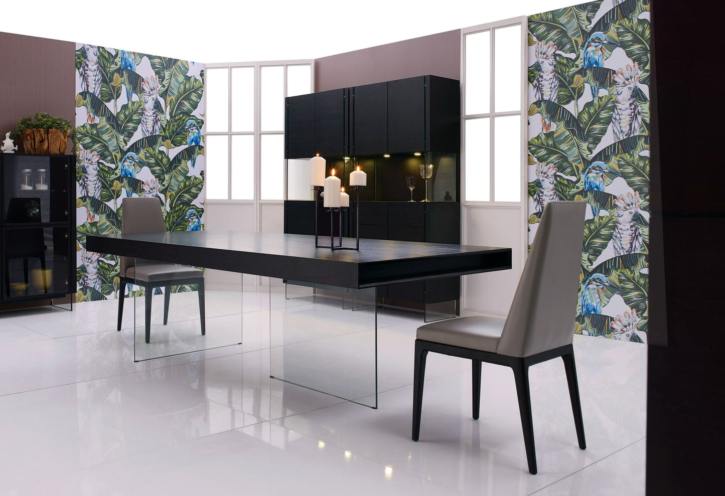 Modrest Encino Modern Timber Chocolate & Glass Dining Table – Stylish Elegance for Your Dining Space