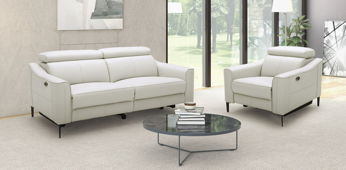 Divani Casa Eden - Modern White Leather Sofa with 2 Recliners β A Perfect Combination of Comfort and Elegance