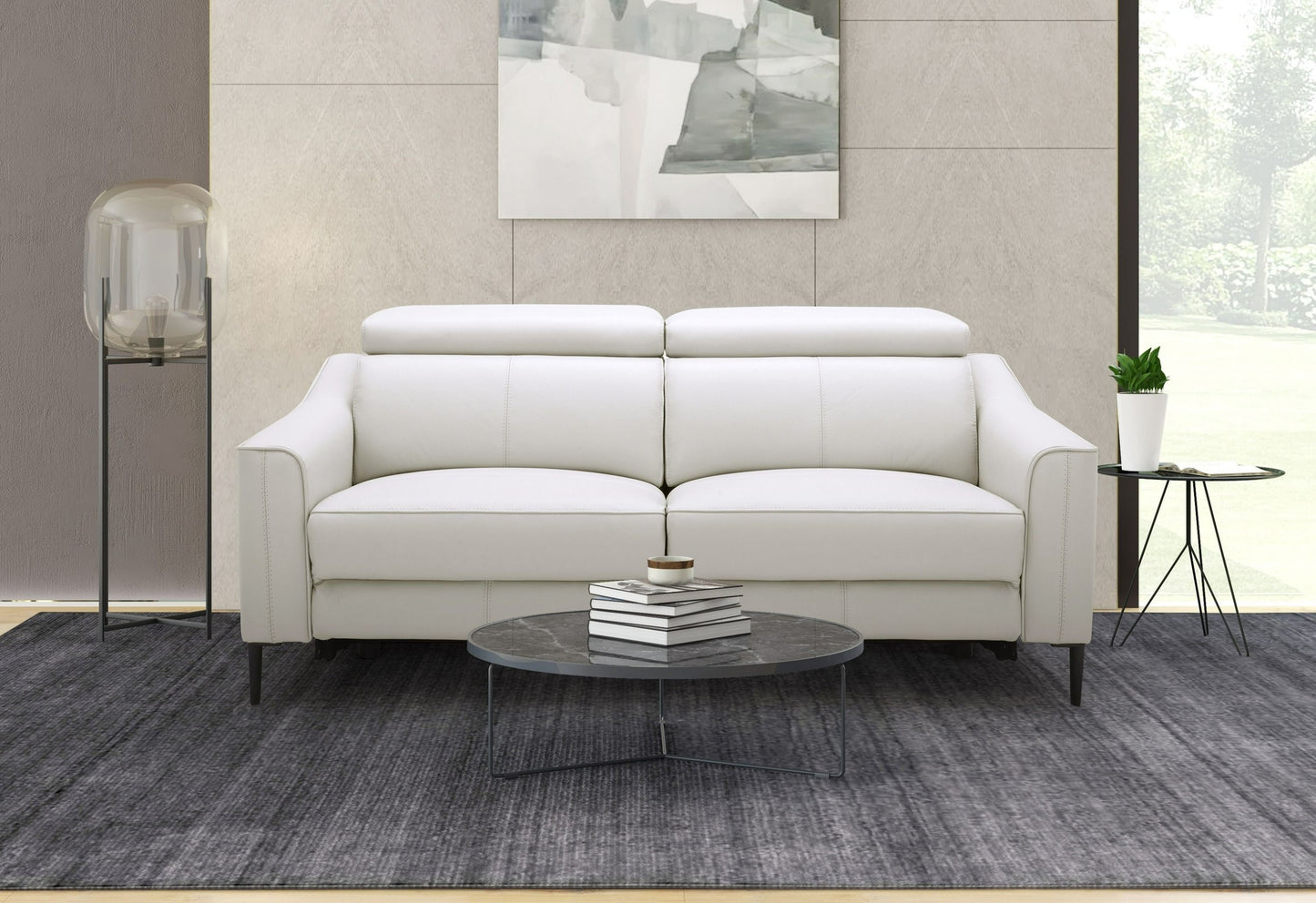 Divani Casa Eden - Modern White Leather Sofa with 2 Recliners β A Perfect Combination of Comfort and Elegance