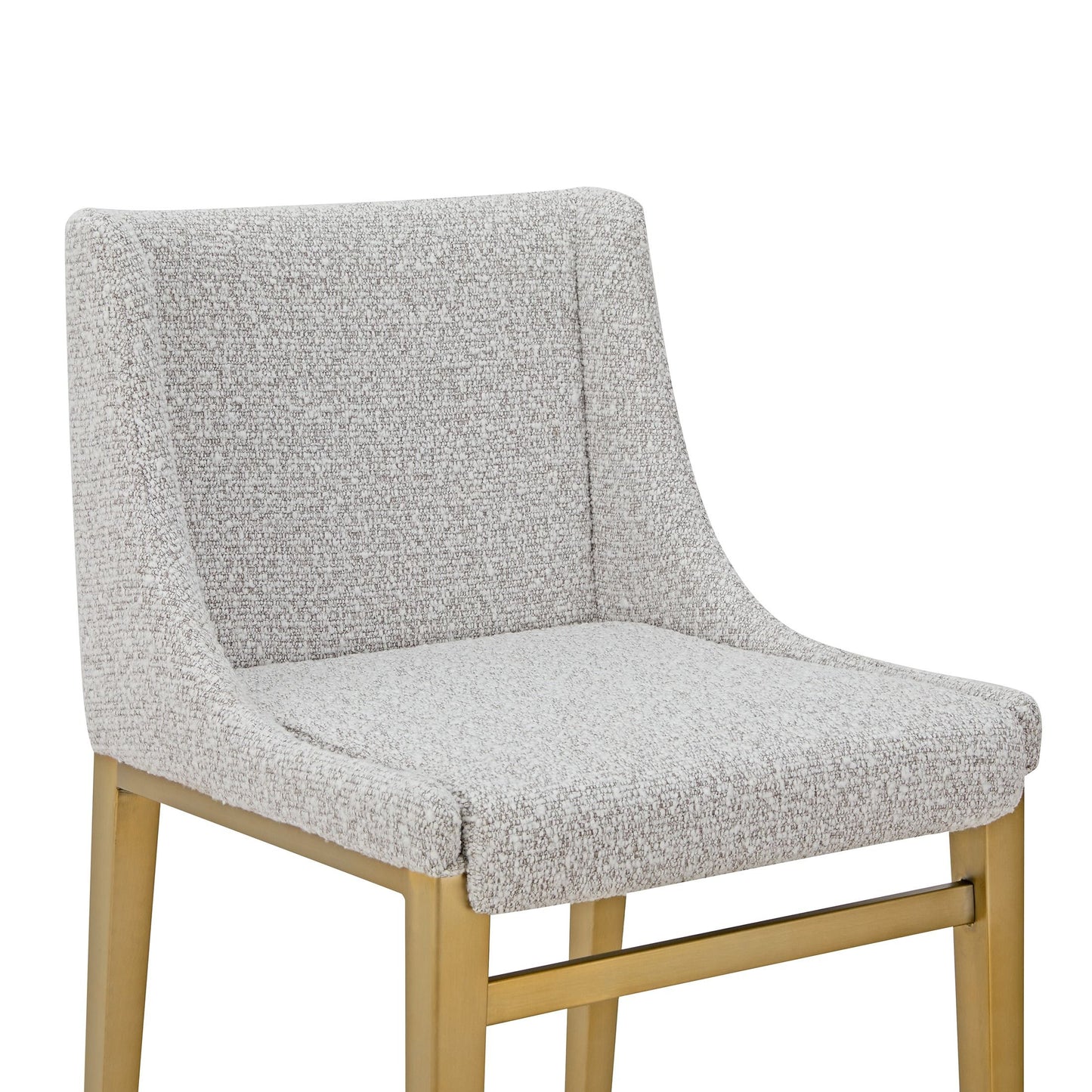 Modrest Mimi Modern Light Grey Fabric & Antique Brass Counter Stools (Set of 2) - Stylish Kitchen Seating